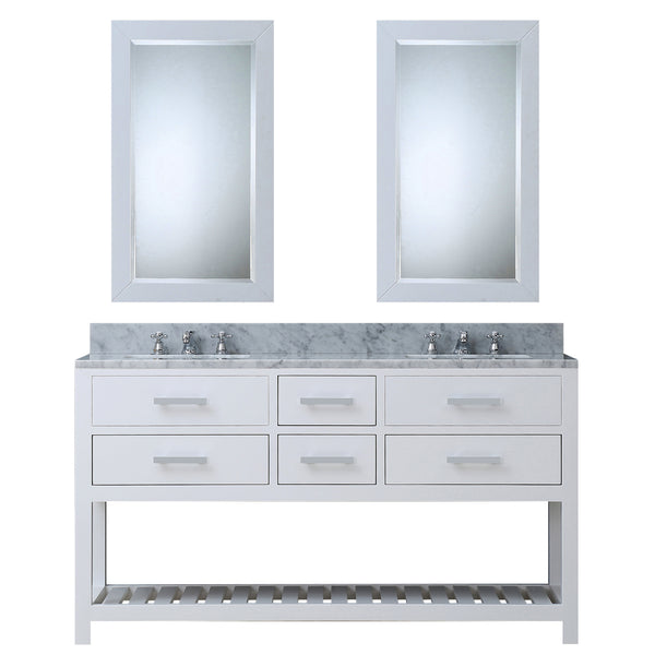 Water Creation 60 Inch Double Sink Bathroom Vanity With 2 Matching Framed Mirrors From The Madalyn Collection - Luxe Bathroom Vanities