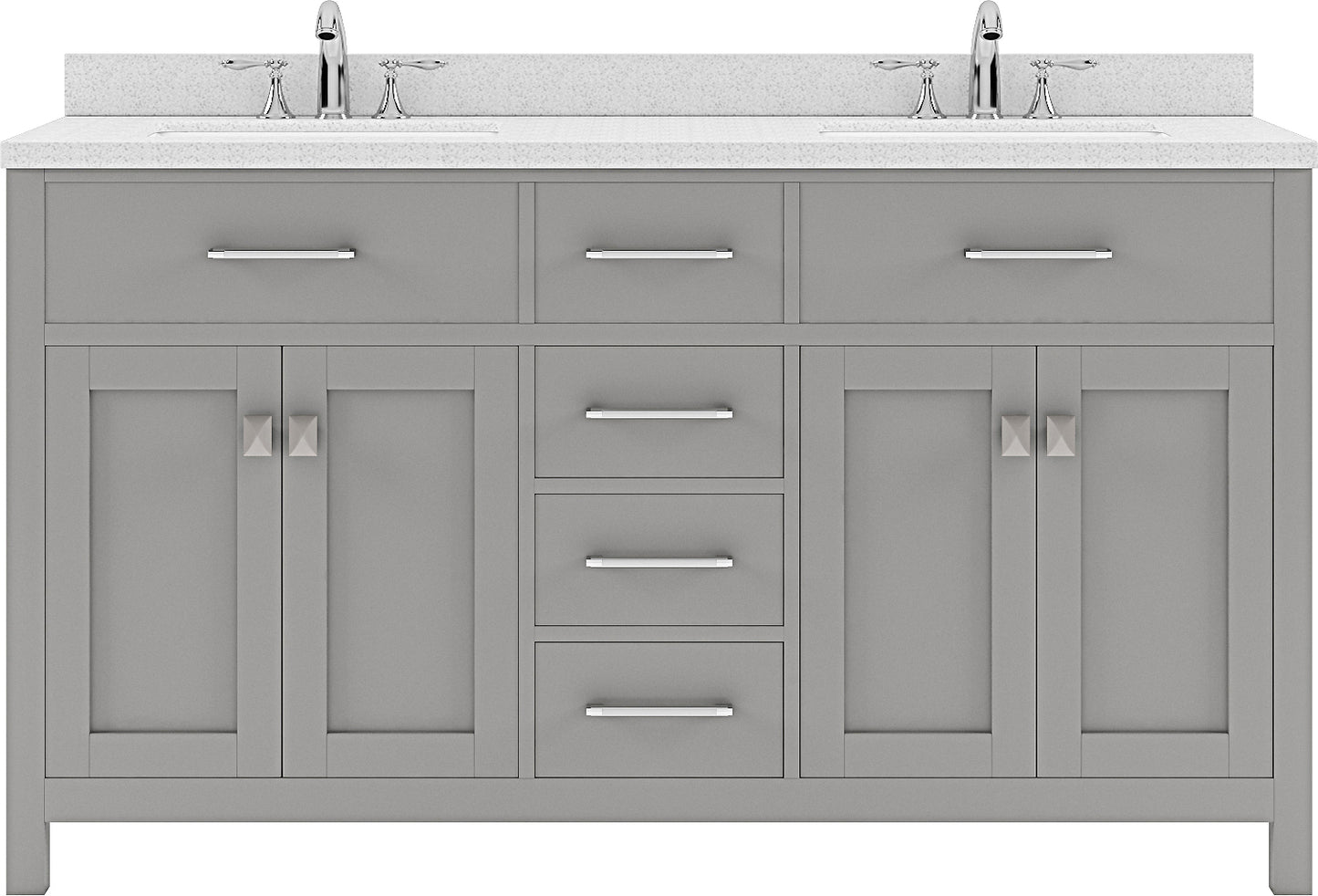 Virtu USA Caroline 60" Double Bath Vanity in Cashmere Grey with Dazzle White Top and Round Sink - Luxe Bathroom Vanities Luxury Bathroom Fixtures Bathroom Furniture