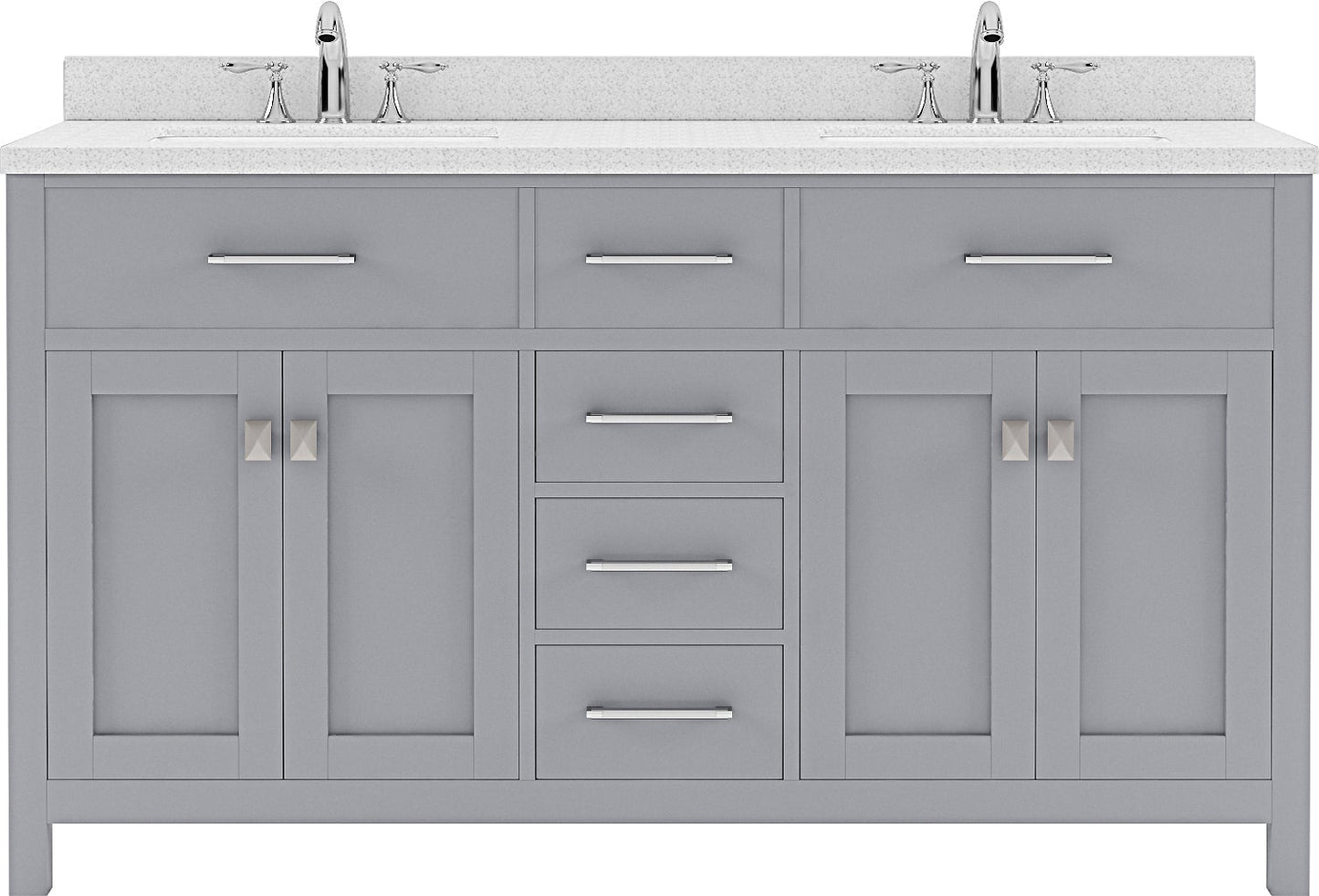 Virtu USA Caroline 60" Double Bath Vanity with Dazzle White Top and Round Sink - Luxe Bathroom Vanities