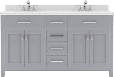 Virtu USA Caroline 60" Double Bath Vanity with Dazzle White Top and Round Sink - Luxe Bathroom Vanities