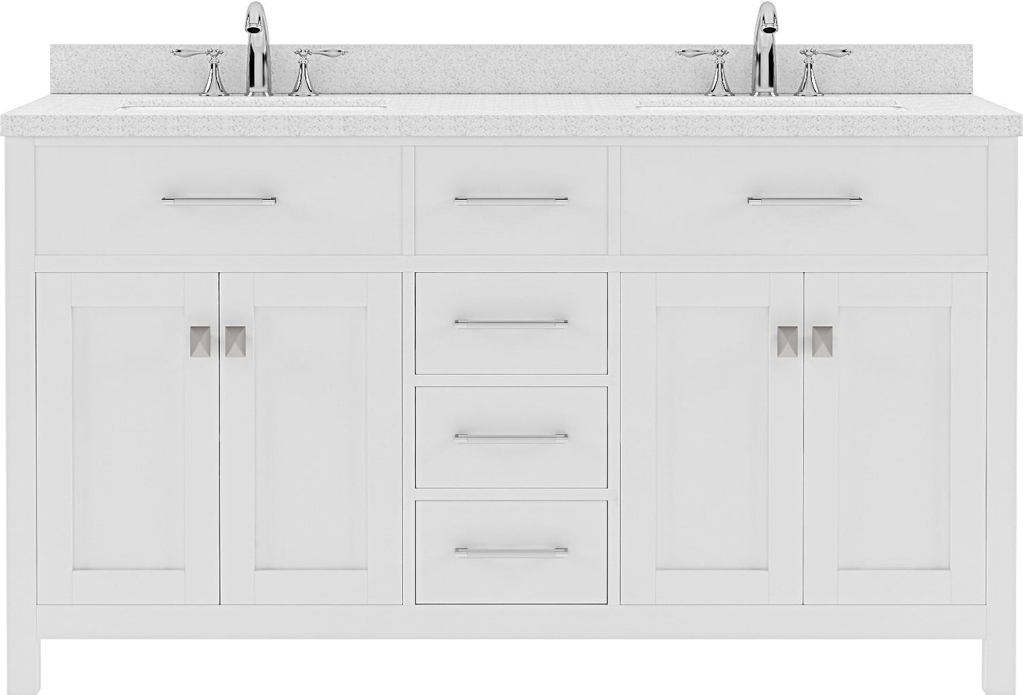 Virtu USA Caroline 60" Double Bath Vanity with Dazzle White Top and Round Sink - Luxe Bathroom Vanities