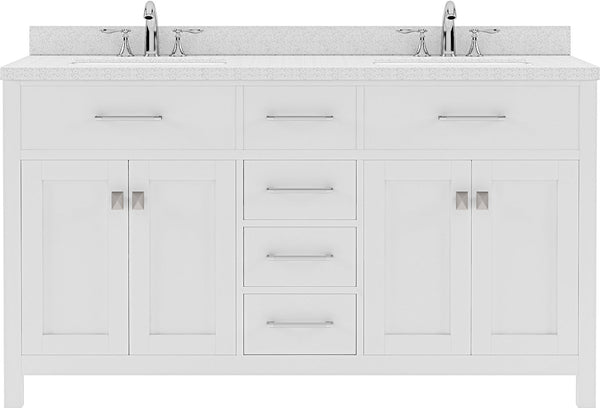 Virtu USA Caroline 60" Double Bath Vanity with Dazzle White Top and Round Sink - Luxe Bathroom Vanities