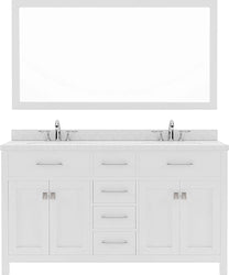 Virtu USA Caroline 60" Double Bath Vanity with Dazzle White Top and Round Sinks with Matching Mirror - Luxe Bathroom Vanities