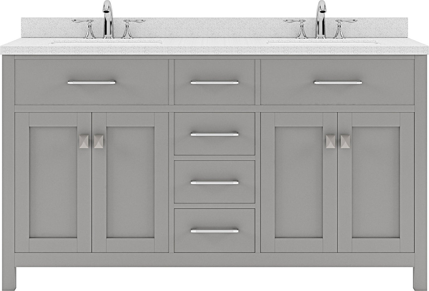 Virtu USA Caroline 60" Double Bath Vanity in Espresso with Dazzle White Top and Square Sink - Luxe Bathroom Vanities