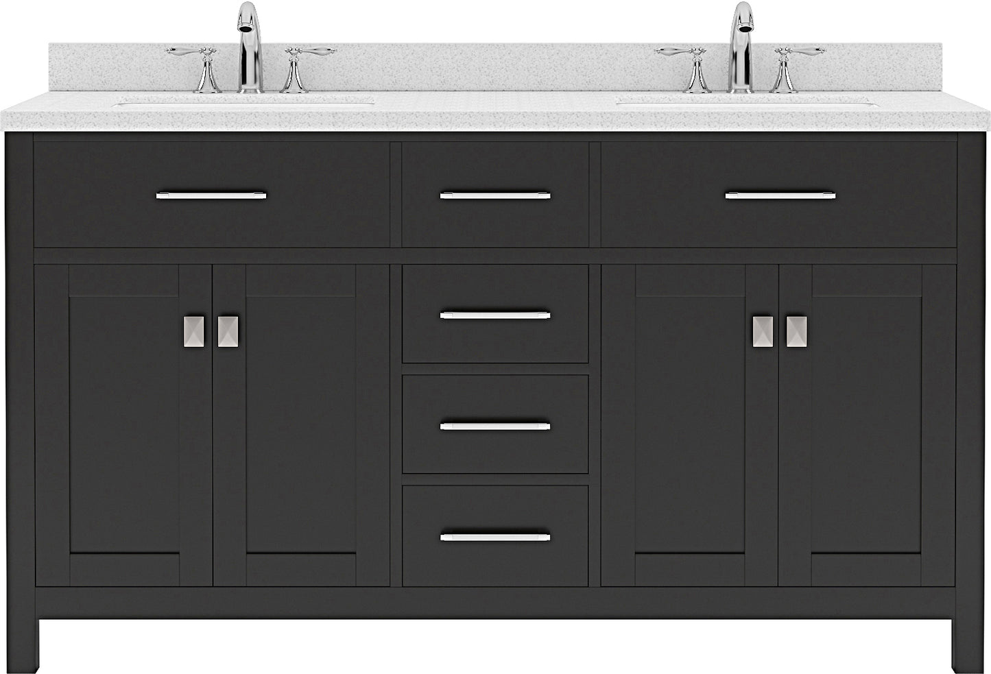 Virtu USA Caroline 60" Double Bath Vanity in Espresso with Dazzle White Top and Square Sink - Luxe Bathroom Vanities Luxury Bathroom Fixtures Bathroom Furniture