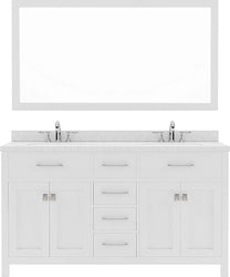 Virtu USA Caroline 60" Double Bath Vanity with Dazzle White Top and Square Sink with Brushed Nickel Faucet and Mirror - Luxe Bathroom Vanities