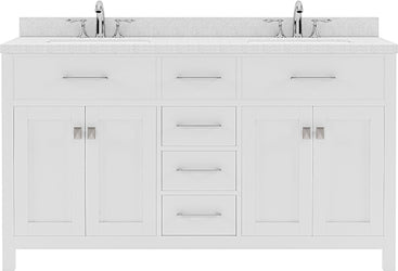 Virtu USA Caroline 60" Double Bath Vanity in Espresso with Dazzle White Top and Square Sink - Luxe Bathroom Vanities