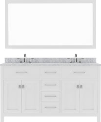 Virtu USA Caroline 60" Double Bath Vanity with Marble Top and Round Sink with Mirrors - Luxe Bathroom Vanities