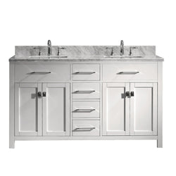 Virtu USA Caroline 60" Double Bath Vanity with Marble Top and Square Sink - Luxe Bathroom Vanities Luxury Bathroom Fixtures Bathroom Furniture