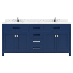 Virtu USA Caroline 72" Double Bath Vanity in Cashmere Gray with White Quartz Top and Square Sinks - Luxe Bathroom Vanities