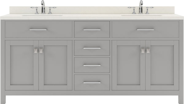 Virtu USA Caroline 72" Double Bath Vanity with White Quartz Top and Round Sinks - Luxe Bathroom Vanities