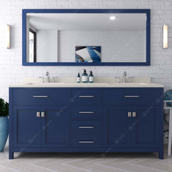 Virtu USA Caroline 72" Double Bath Vanity with White Quartz Top and Round Sinks with Matching Mirror - Luxe Bathroom Vanities