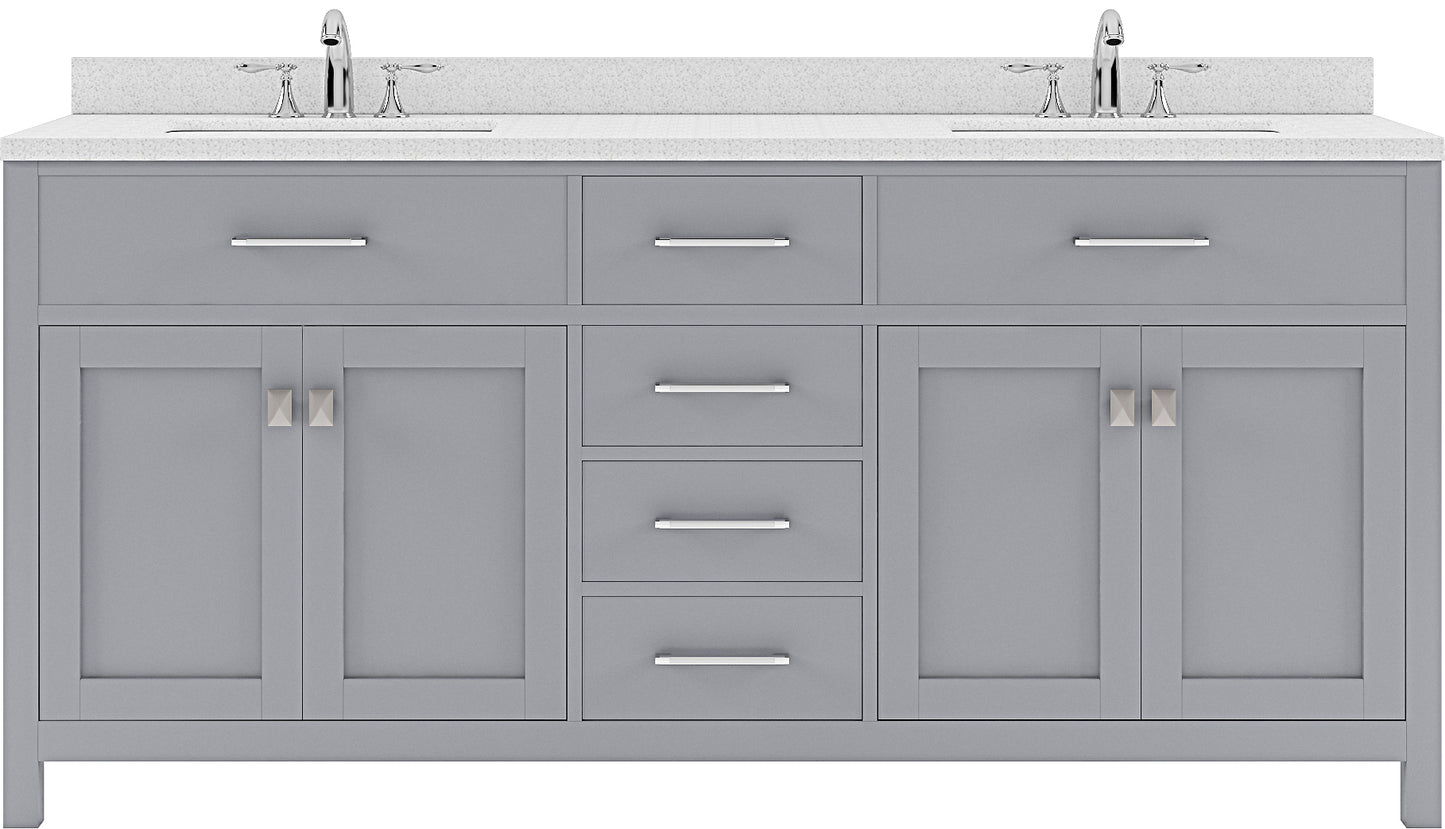 Virtu USA Caroline 72" Double Bath Vanity with Dazzle White Top and Round Sink - Luxe Bathroom Vanities Luxury Bathroom Fixtures Bathroom Furniture