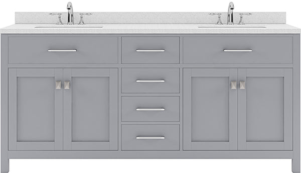 Virtu USA Caroline 72" Double Bath Vanity with Dazzle White Top and Round Sink - Luxe Bathroom Vanities Luxury Bathroom Fixtures Bathroom Furniture