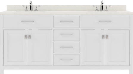 Virtu USA Caroline 72" Double Bath Vanity with White Quartz Top and Round Sinks - Luxe Bathroom Vanities