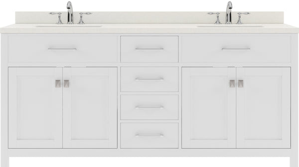 Virtu USA Caroline 72" Double Bath Vanity with White Quartz Top and Round Sinks - Luxe Bathroom Vanities