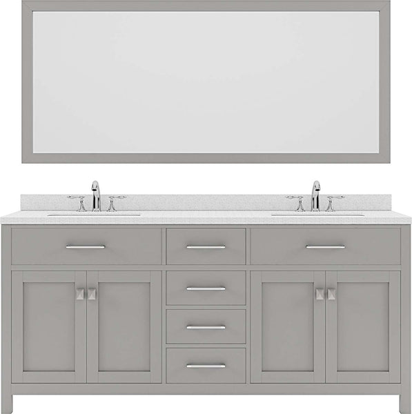 Virtu USA Caroline 72" Double Bath Vanity with Dazzle White Top and Square Sink with Mirror - Luxe Bathroom Vanities Luxury Bathroom Fixtures Bathroom Furniture