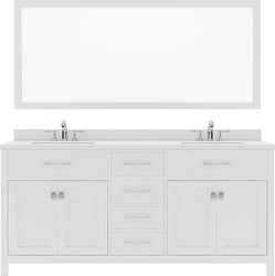 Virtu USA Caroline 72" Double Bath Vanity with Dazzle White Top and Square Sink with Polished Chrome Faucet and Mirror - Luxe Bathroom Vanities Luxury Bathroom Fixtures Bathroom Furniture
