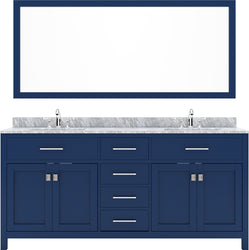 Virtu USA Caroline 72" Double Bath Vanity with White Marble Top and Round Sinks with Matching Mirror - Luxe Bathroom Vanities