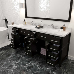Virtu USA Caroline Parkway 72" Double Bath Vanity with White Quartz Top and Square Sinks with Matching Mirror - Luxe Bathroom Vanities