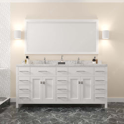 Virtu USA Caroline Parkway 72" Double Bath Vanity with White Quartz Top and Square Sinks with Brushed Nickel Faucets with Matching Mirror - Luxe Bathroom Vanities