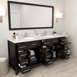 Virtu USA Caroline Parkway 72" Double Bath Vanity with Dazzle White Top and Round Sinks with Matching Mirror - Luxe Bathroom Vanities
