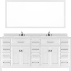 Virtu USA Caroline Parkway 72" Double Bath Vanity in White with Dazzle White Top and Round Sink with Mirror - Luxe Bathroom Vanities Luxury Bathroom Fixtures Bathroom Furniture