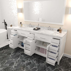 Virtu USA Caroline Parkway 78" Double Bath Vanity with White Quartz Top and Square Sinks with Matching Mirror - Luxe Bathroom Vanities