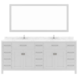 Virtu USA Caroline Parkway 78" Double Bath Vanity with White Quartz Top and Square Sinks with Matching Mirror - Luxe Bathroom Vanities