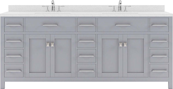 Virtu USA Caroline Parkway 78" Double Bath Vanity with Dazzle White Top and Square Sink - Luxe Bathroom Vanities Luxury Bathroom Fixtures Bathroom Furniture