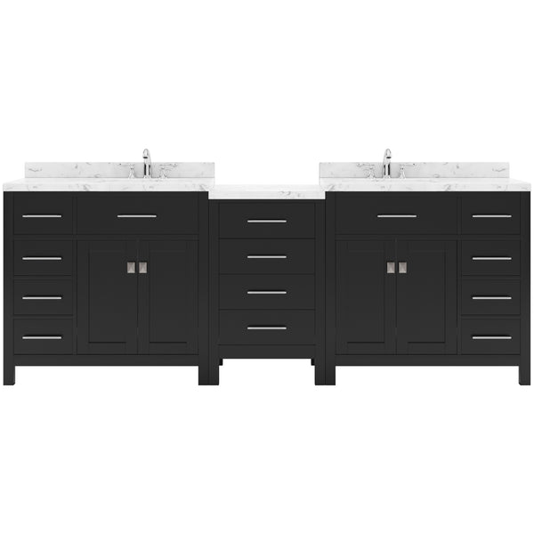 Virtu USA Caroline Parkway 93" Double Bath Vanity with White Quartz Top and Round Sinks - Luxe Bathroom Vanities