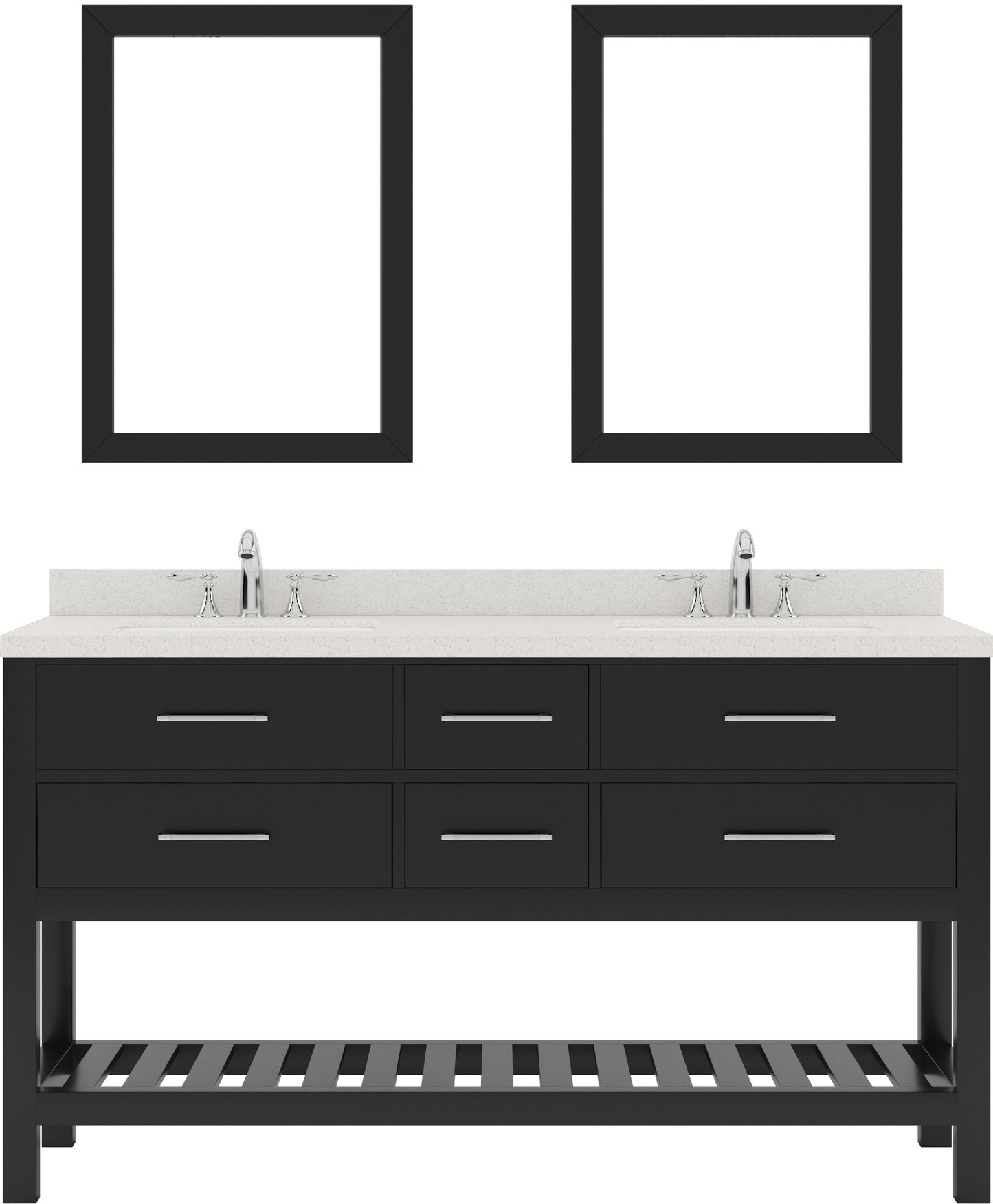Virtu USA Caroline Estate 60" Double Bath Vanity with Dazzle White Top and Round Sink with Mirrors - Luxe Bathroom Vanities