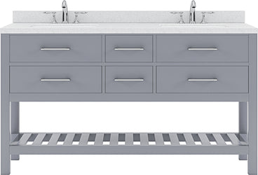Virtu USA Caroline Estate 60" Double Bath Vanity with Dazzle White Top and Round Sink - Luxe Bathroom Vanities Luxury Bathroom Fixtures Bathroom Furniture