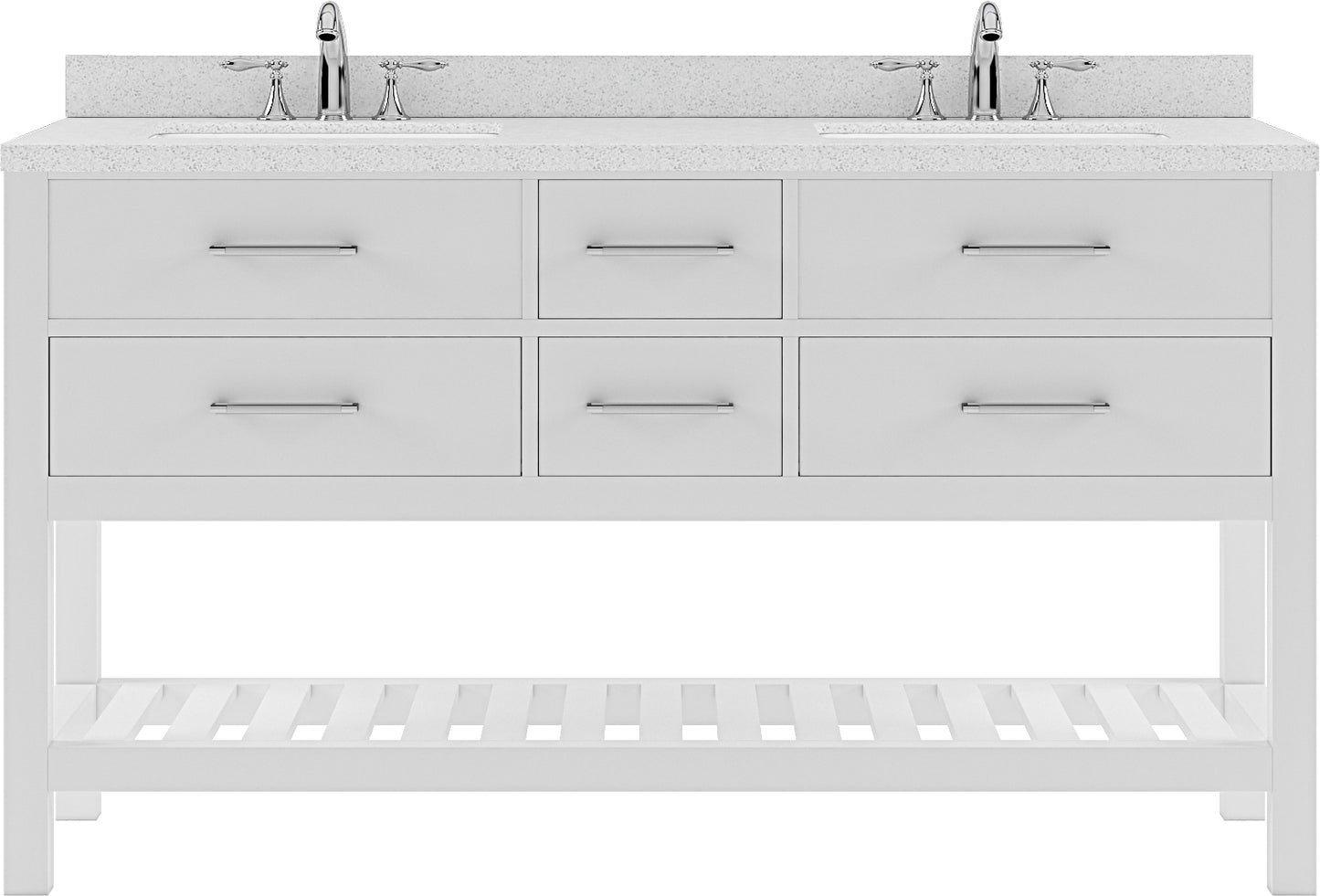 Virtu USA Caroline Estate 60" Double Bath Vanity with Dazzle White Top and Square Sink - Luxe Bathroom Vanities Luxury Bathroom Fixtures Bathroom Furniture
