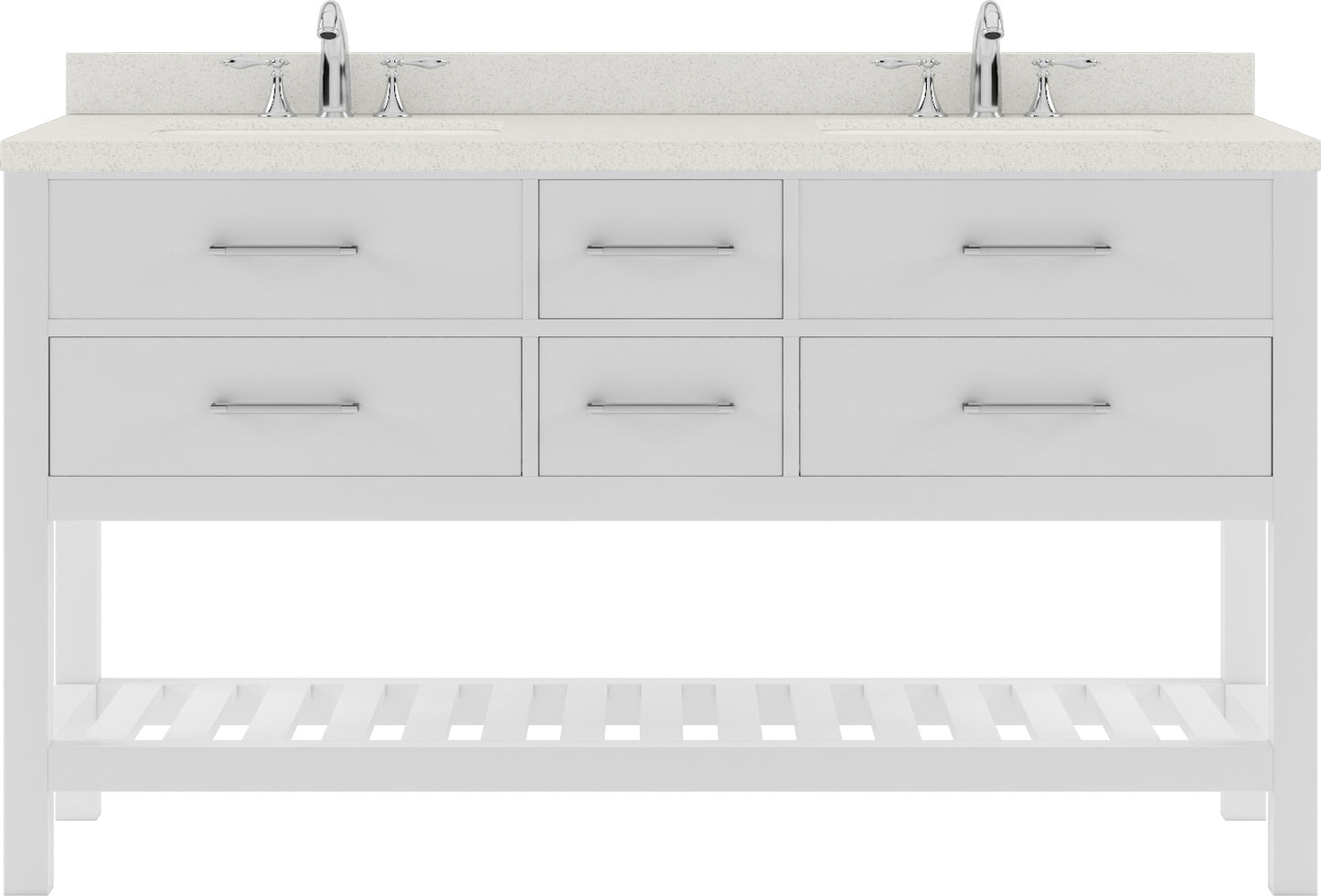 Virtu USA Caroline Estate 60" Double Bath Vanity with Dazzle White Top and Square Sinks with Matching Mirrors - Luxe Bathroom Vanities