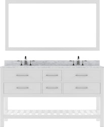 Virtu USA Caroline Estate 60" Double Bath Vanity with Marble Top and Round Sink with Mirror - Luxe Bathroom Vanities