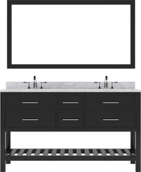 Virtu USA Caroline Estate 60" Double Bath Vanity with Marble Top and Square Sink with Mirror - Luxe Bathroom Vanities