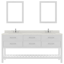 Virtu USA Caroline Estate 72" Double Bath Vanity with Dazzle White Top and Square Sinks with Brushed Nickel Faucets with Matching Mirrors - Luxe Bathroom Vanities