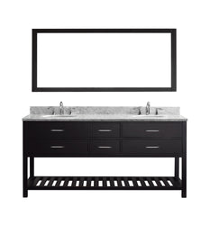 Virtu USA Caroline Estate 72" Double Bath Vanity with Marble Top and Round Sink with Mirror - Luxe Bathroom Vanities Luxury Bathroom Fixtures Bathroom Furniture