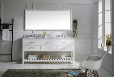 Virtu USA Caroline Estate 72" Double Bath Vanity with Marble Top and Round Sink with Mirror - Luxe Bathroom Vanities Luxury Bathroom Fixtures Bathroom Furniture