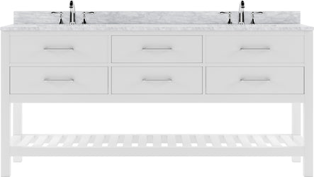 Virtu USA Caroline Estate 72" Double Bath Vanity with White Marble Top and Round Sinks - Luxe Bathroom Vanities