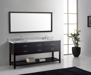 Virtu USA Caroline Estate 72" Double Bath Vanity with Marble Top and Square Sink with Brushed Nickel Faucet and Mirrors - Luxe Bathroom Vanities Luxury Bathroom Fixtures Bathroom Furniture