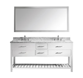 Virtu USA Caroline Estate 72" Double Bath Vanity with Marble Top and Square Sink with Polished Chrome Faucet and Mirror - Luxe Bathroom Vanities Luxury Bathroom Fixtures Bathroom Furniture