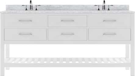 Virtu USA Caroline Estate 72" Double Bath Vanity with White Marble Top and Square Sinks - Luxe Bathroom Vanities