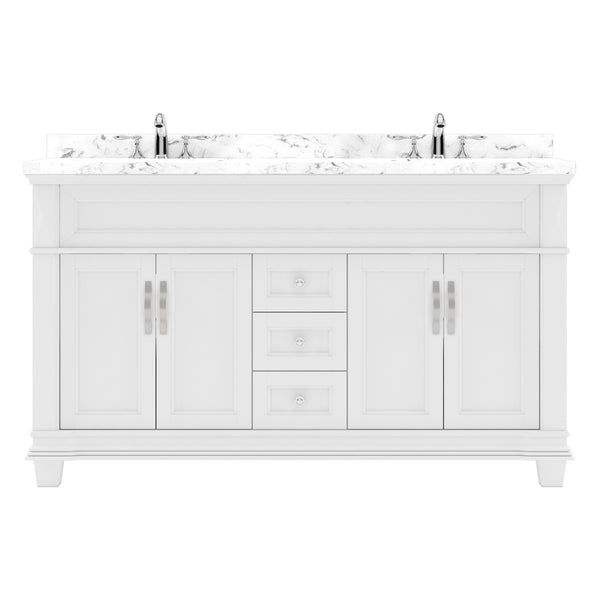 Virtu USA Victoria 60" Double Bath Vanity with White Quartz Top and Round Sinks - Luxe Bathroom Vanities