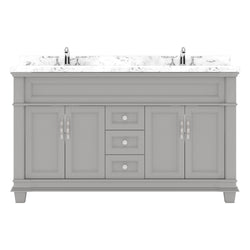 Virtu USA Victoria 60" Double Bath Vanity with Cultured Marble White Quartz Top and Round Sinks - Luxe Bathroom Vanities