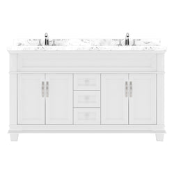 Virtu USA Victoria 60" Double Bath Vanity with Cultured Marble White Quartz Top and Round Sinks - Luxe Bathroom Vanities