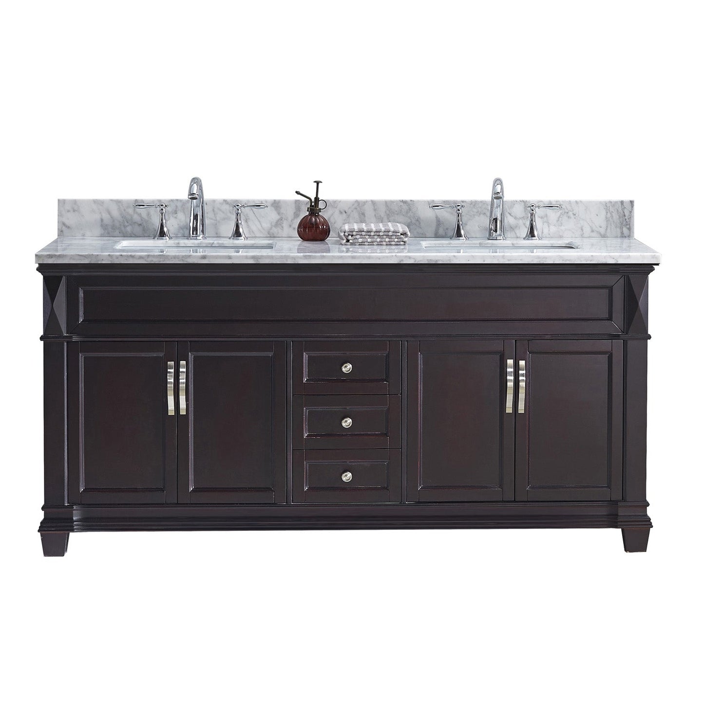 Virtu USA Victoria 60" Double Bath Vanity with Marble Top and Square Sink - Luxe Bathroom Vanities