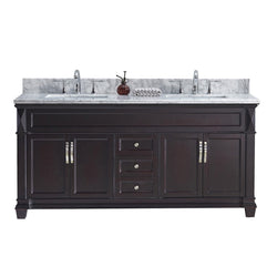 Virtu USA Victoria 60" Double Bath Vanity with Marble Top and Square Sink - Luxe Bathroom Vanities