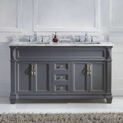 Virtu USA Victoria 60" Double Bath Vanity with Marble Top and Square Sink - Luxe Bathroom Vanities